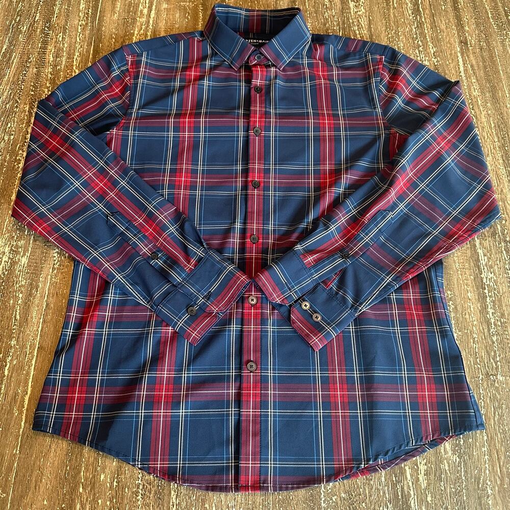 Mizzen + Main Leeward No Tuck Performance Dress Shirt Long Sleeve Men’s M Trim